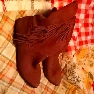 Retro 1980s suede Fringe leather boots